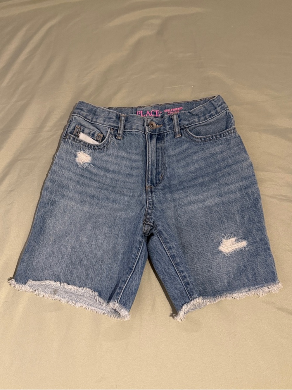 Girls 8 Light Blue Denim High-Rise Ripped Shorts - Children’s Place